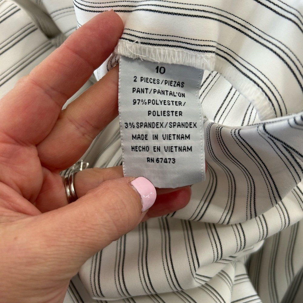 Vintage 90’s Gabriella Skye White & Black Striped Women's Pantsuit Size 10 - Picture 16 of 16